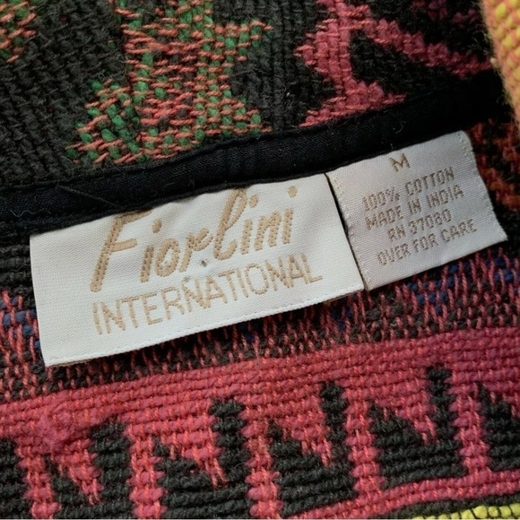 Fiorlini International Southwest Tapestry Cropped Striped Buttoned Coat Jacket M - Picture 6 of 7